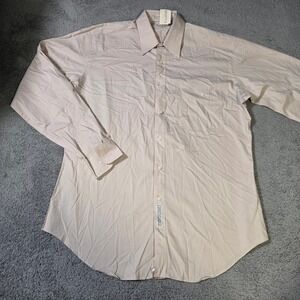 Cezani Mens 16 34/35‎ Button Down Shirt Tan Long Sleeve 100% Cotton Tailored